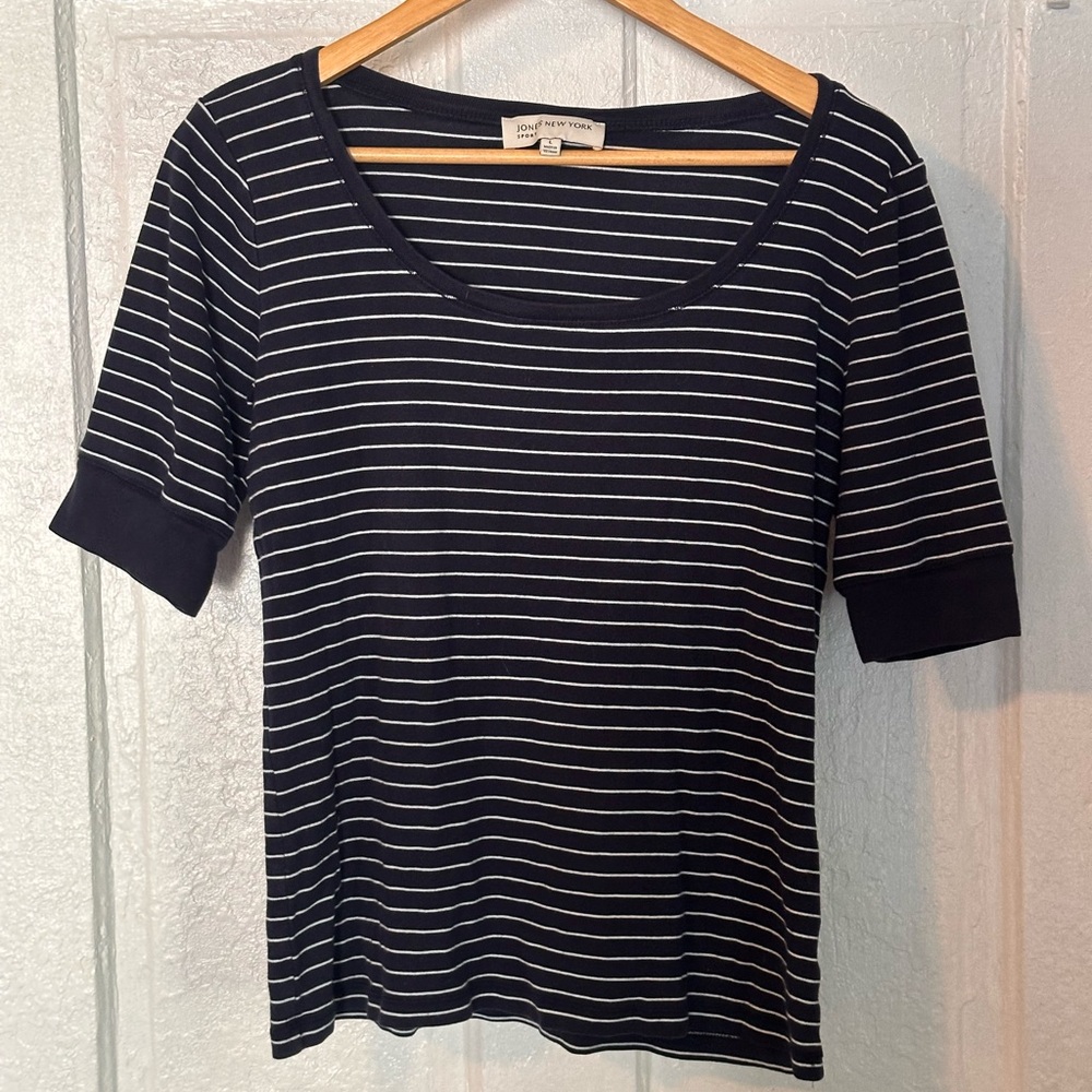 Striped Navy Blue 3/4 Shirt
